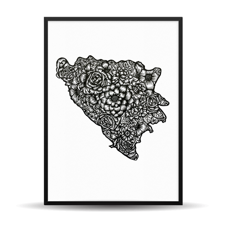 Bosna i Hercegovina - Floral (Ručno Crtan)